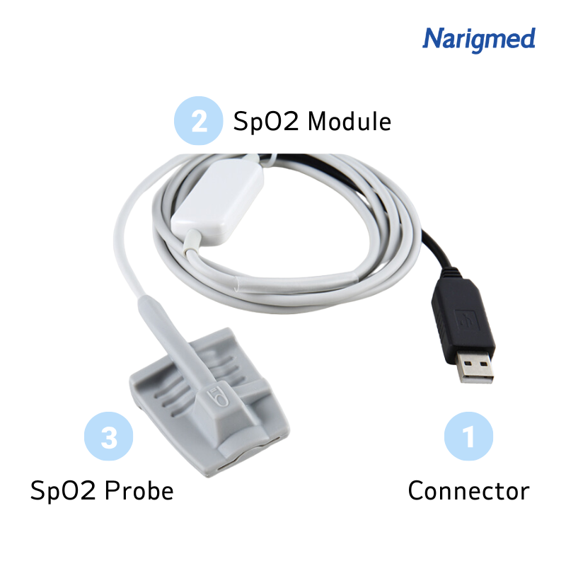 2 NOPD-01 Silicone Wrap Spo2 Sensor Tare da Haɗin Usb Module na ciki